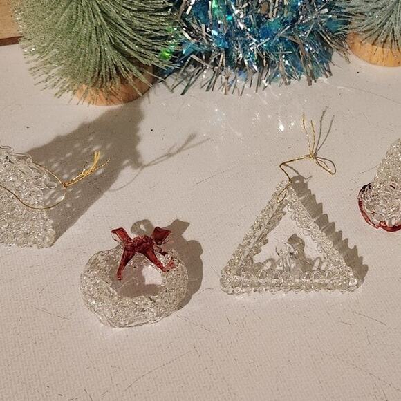 Ornaments vintage antique glass Christmas holiday 4 wreath house bells candle - Picture 12 of 12